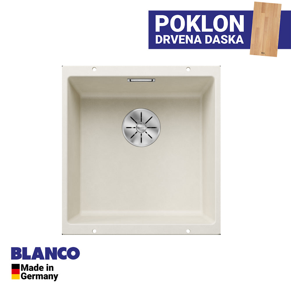 Granitna sudopera Blanco Silgranit SUBLINE 400-U + drvena daska - 400x400x190