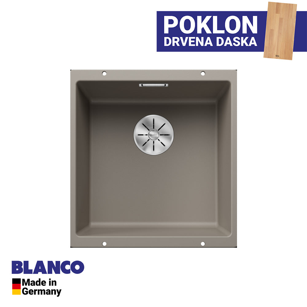 Granitna sudopera Blanco Silgranit SUBLINE 400-U + drvena daska - 400x400x190