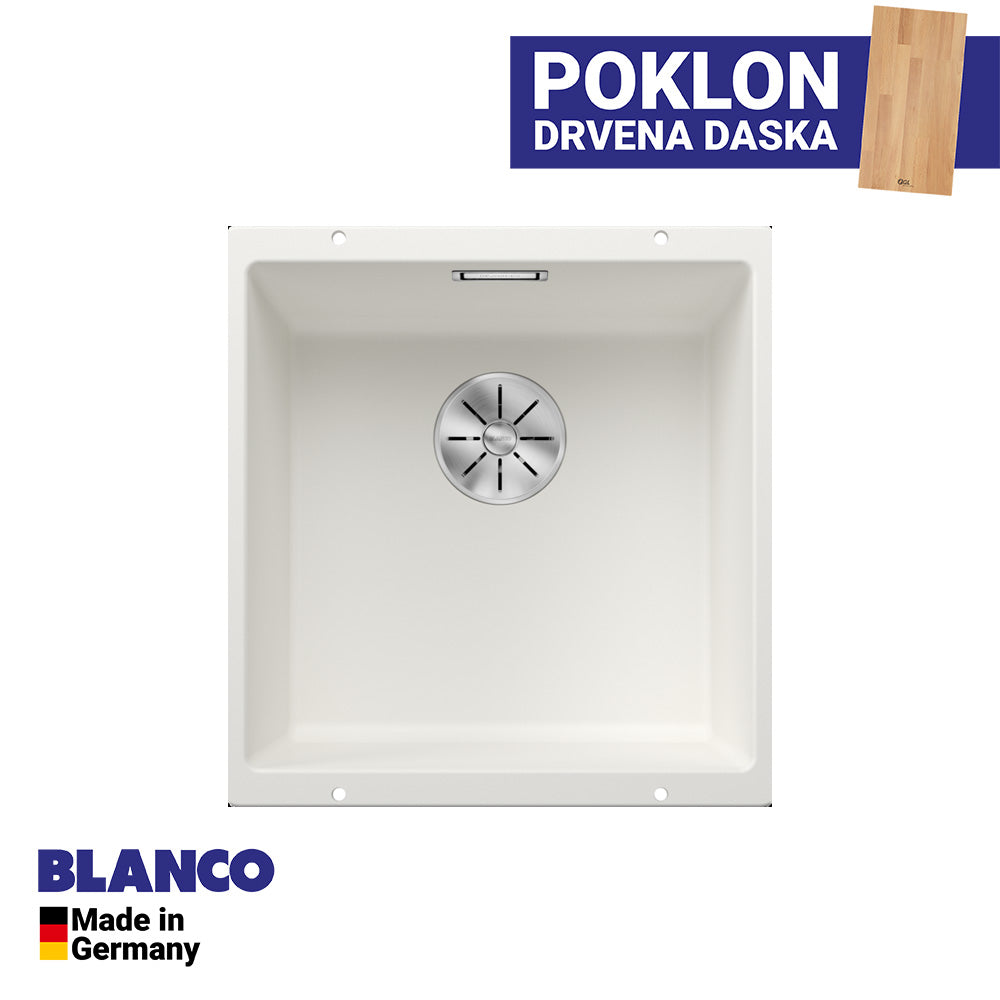 Granitna sudopera Blanco Silgranit SUBLINE 400-U + drvena daska - 400x400x190