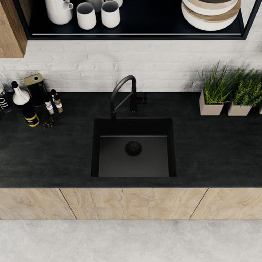Granitna sudopera Blanco Silgranit SUBLINE 500-U Black edition + drvena daska - 500x400x190