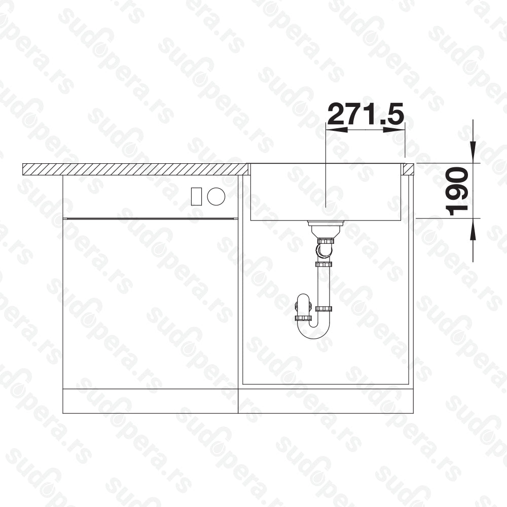 Granitna sudopera Blanco Silgranit SUBLINE 500-IF/A SteelFrame sa podizacem cepa+ drvena daska - 543x510x190