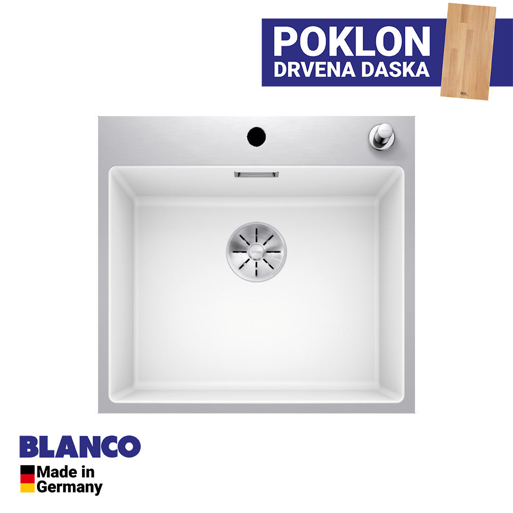 Granitna sudopera Blanco Silgranit SUBLINE 500-IF/A SteelFrame sa podizacem cepa+ drvena daska - 543x510x190