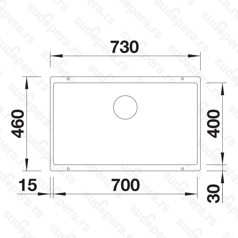 Granitna sudopera Blanco Silgranit SUBLINE 700-U + drvena daska - 700x400x190