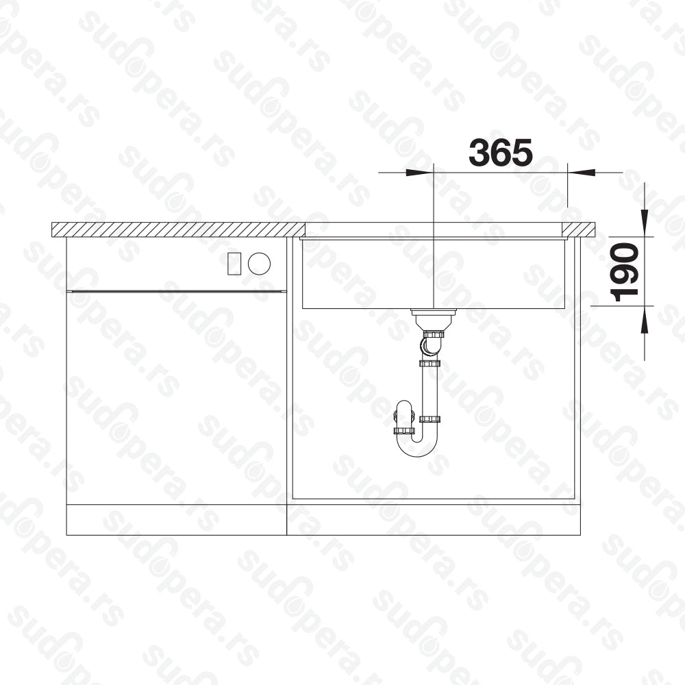 Granitna sudopera Blanco Silgranit SUBLINE 700-U + drvena daska - 700x400x190