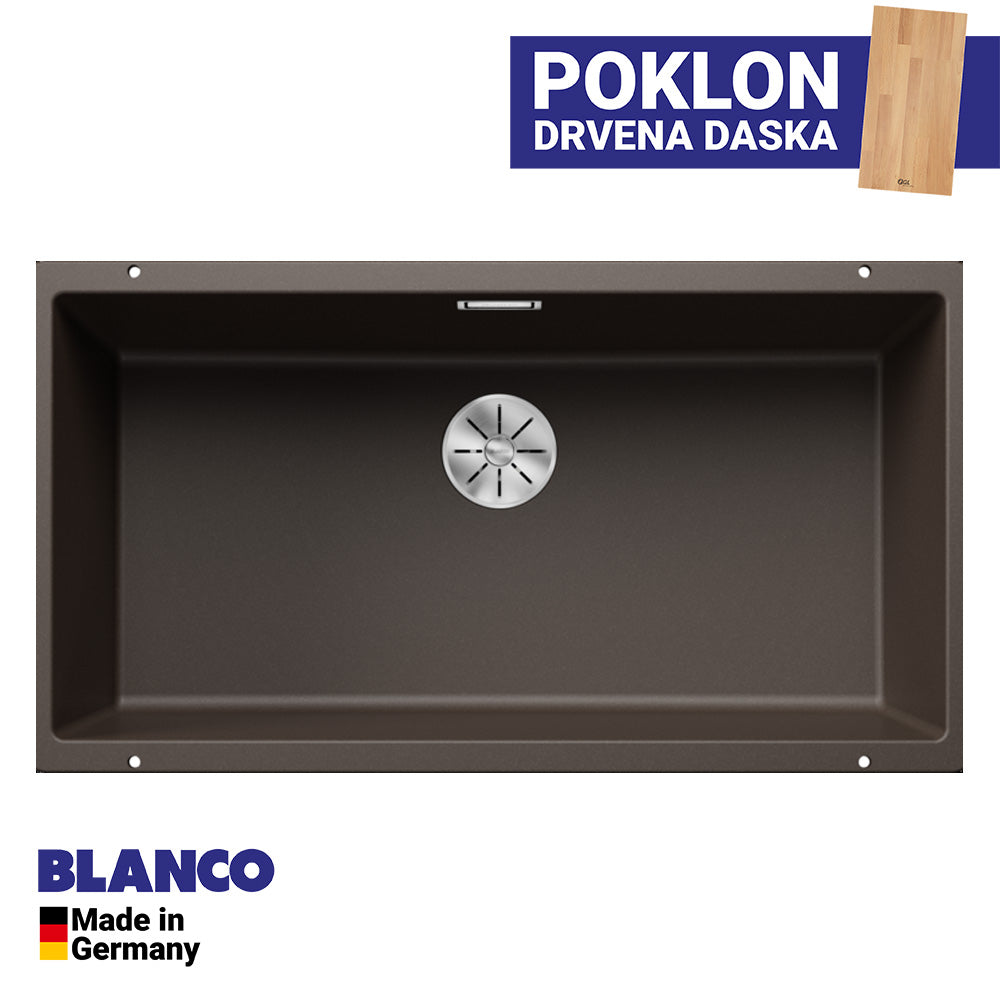 Granitna sudopera Blanco Silgranit SUBLINE 800-U + drvena daska - 800x400x220