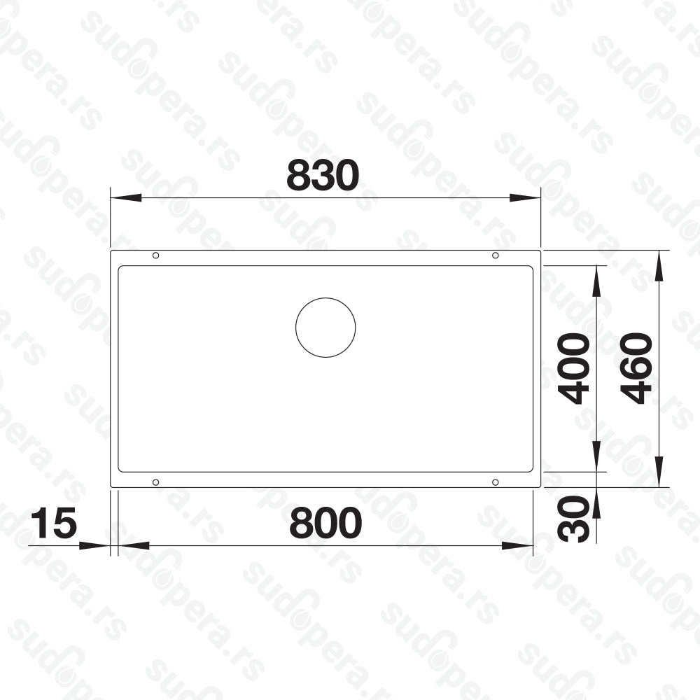 Granitna sudopera Blanco Silgranit SUBLINE 800-U + drvena daska - 800x400x220