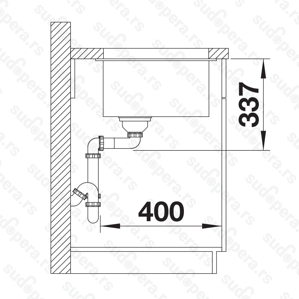 Granitna sudopera Blanco Silgranit SUBLINE 800-U + drvena daska - 800x400x220