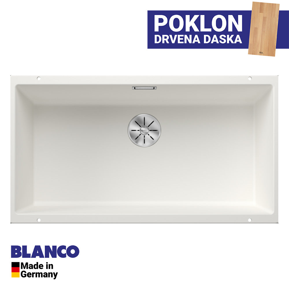 Granitna sudopera Blanco Silgranit SUBLINE 800-U + drvena daska - 800x400x220