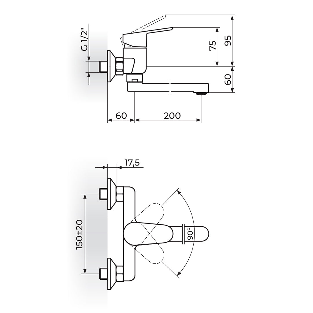 Slavina Rosan JA321002 - SMART zidna izliv 200 mm