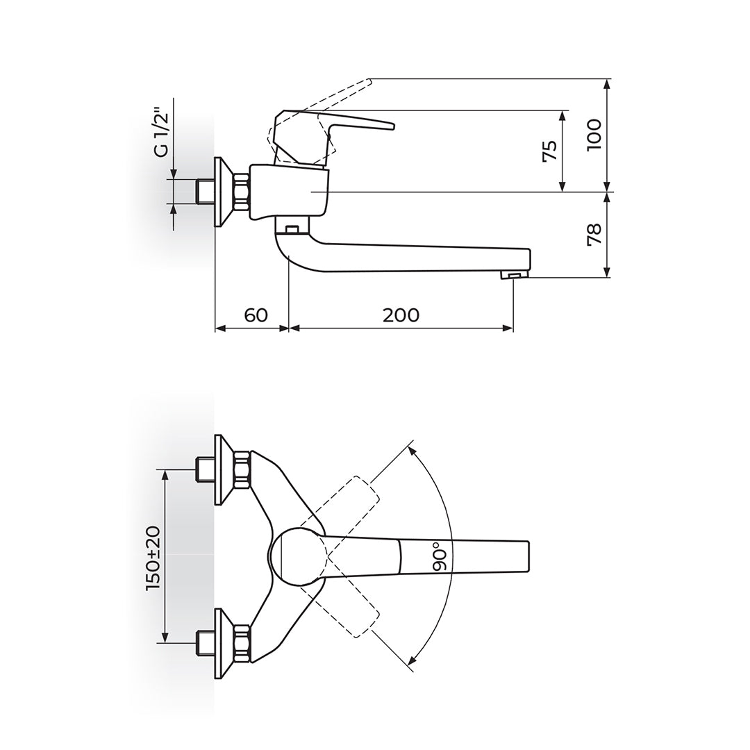 Slavina Rosan JC32220 - CUBO zidna izliv 200mm