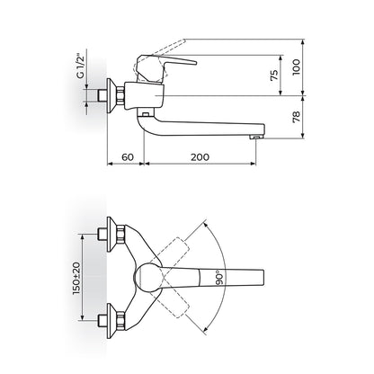 Slavina Rosan JC32220 - CUBO zidna izliv 200mm