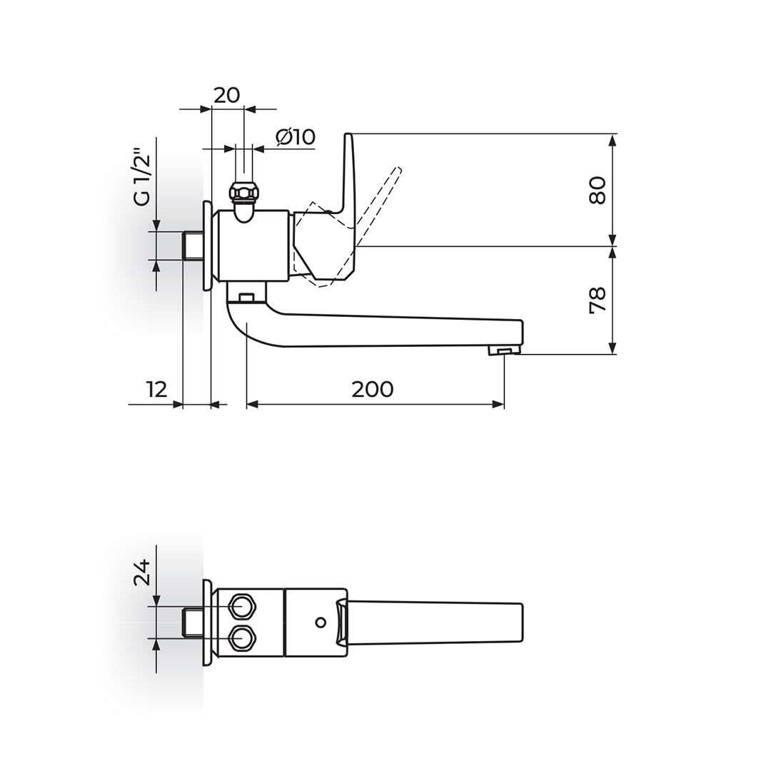 Slavina Rosan JC36201 - CUBO zidna za protočni bojler izliv 200mm