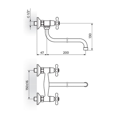 Slavina Rosan NB01101 - BRONTEE zidna donji izliv 200mm