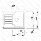 Granitna sudopera Blanco Silgranit ZIA 40 S + drvena daska - 615x500x190