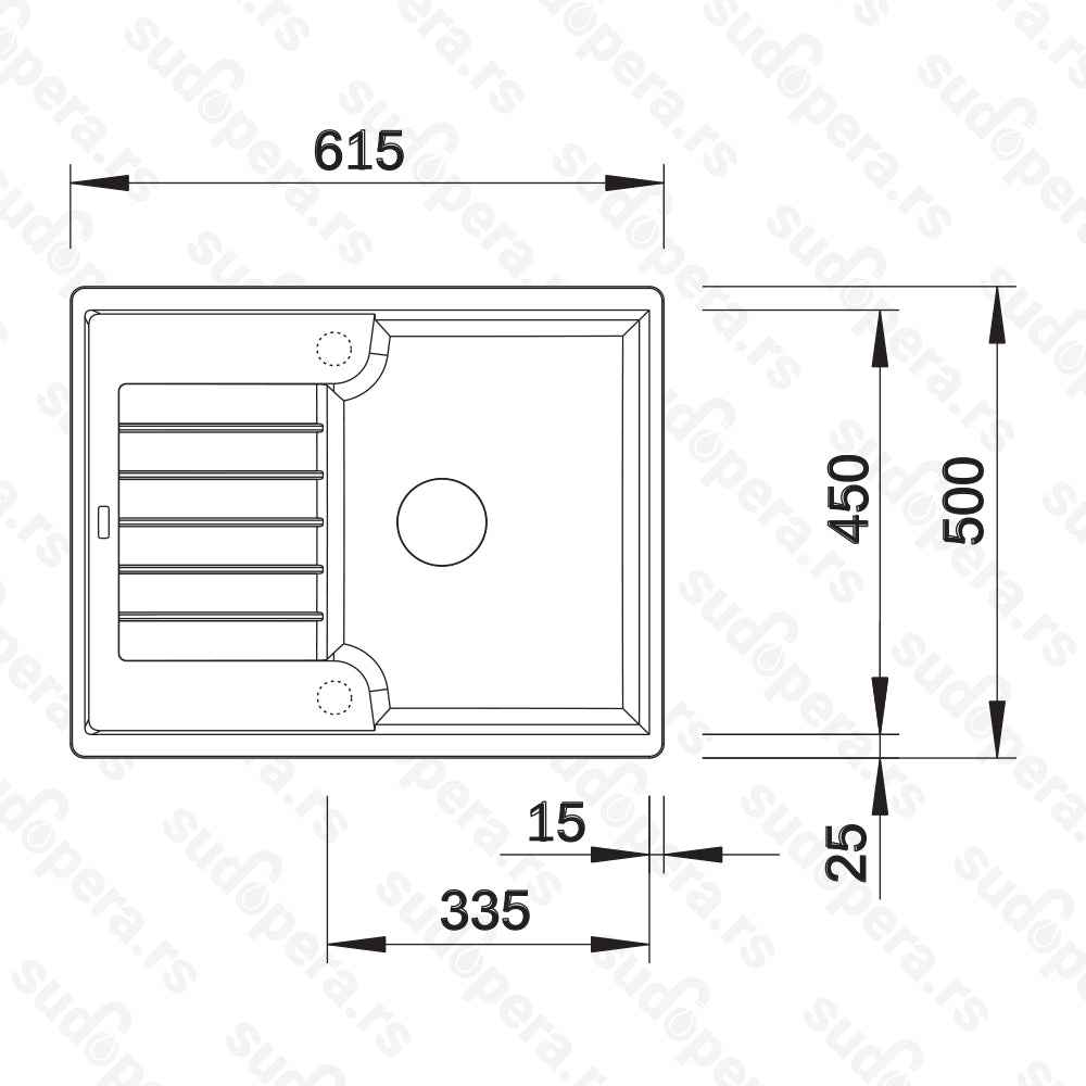 Granitna sudopera Blanco Silgranit ZIA 40 S + drvena daska - 615x500x190