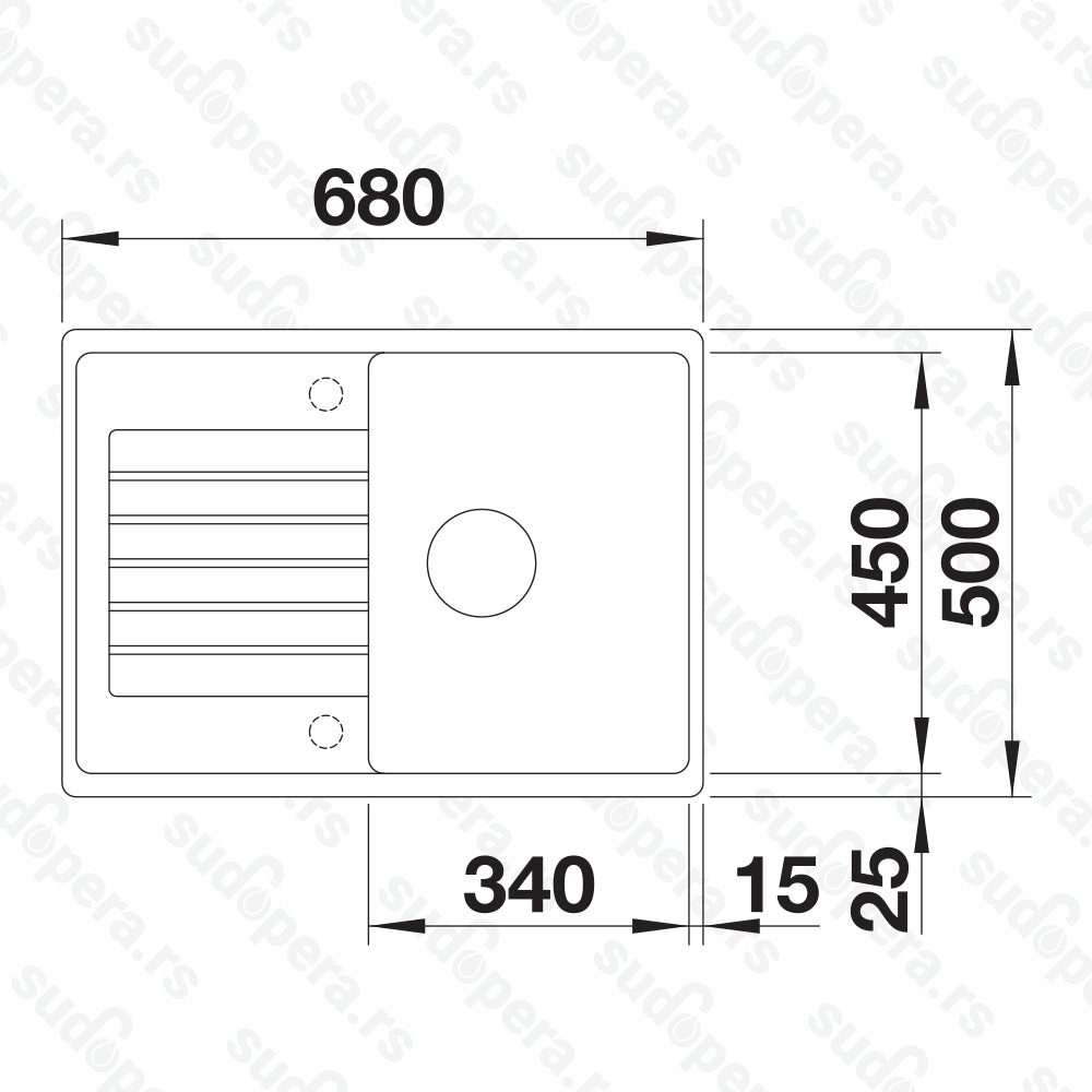 Granitna sudopera Blanco Silgranit ZIA 45 S Compact + drvena daska - 680x500x190