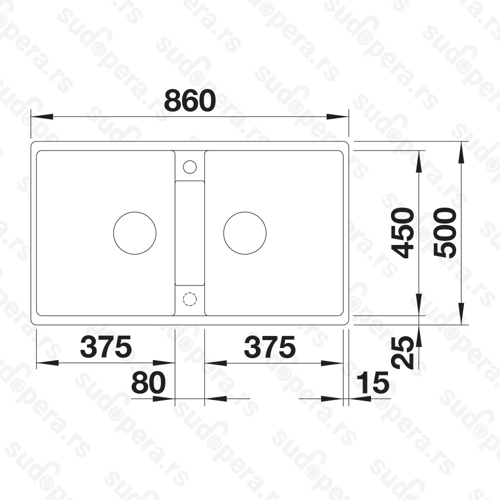 Granitna sudopera Blanco Silgranit ZIA 9 + drvena daska - 860x500x190