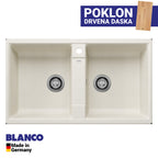 Granitna sudopera Blanco Silgranit ZIA 9 + drvena daska - 860x500x190