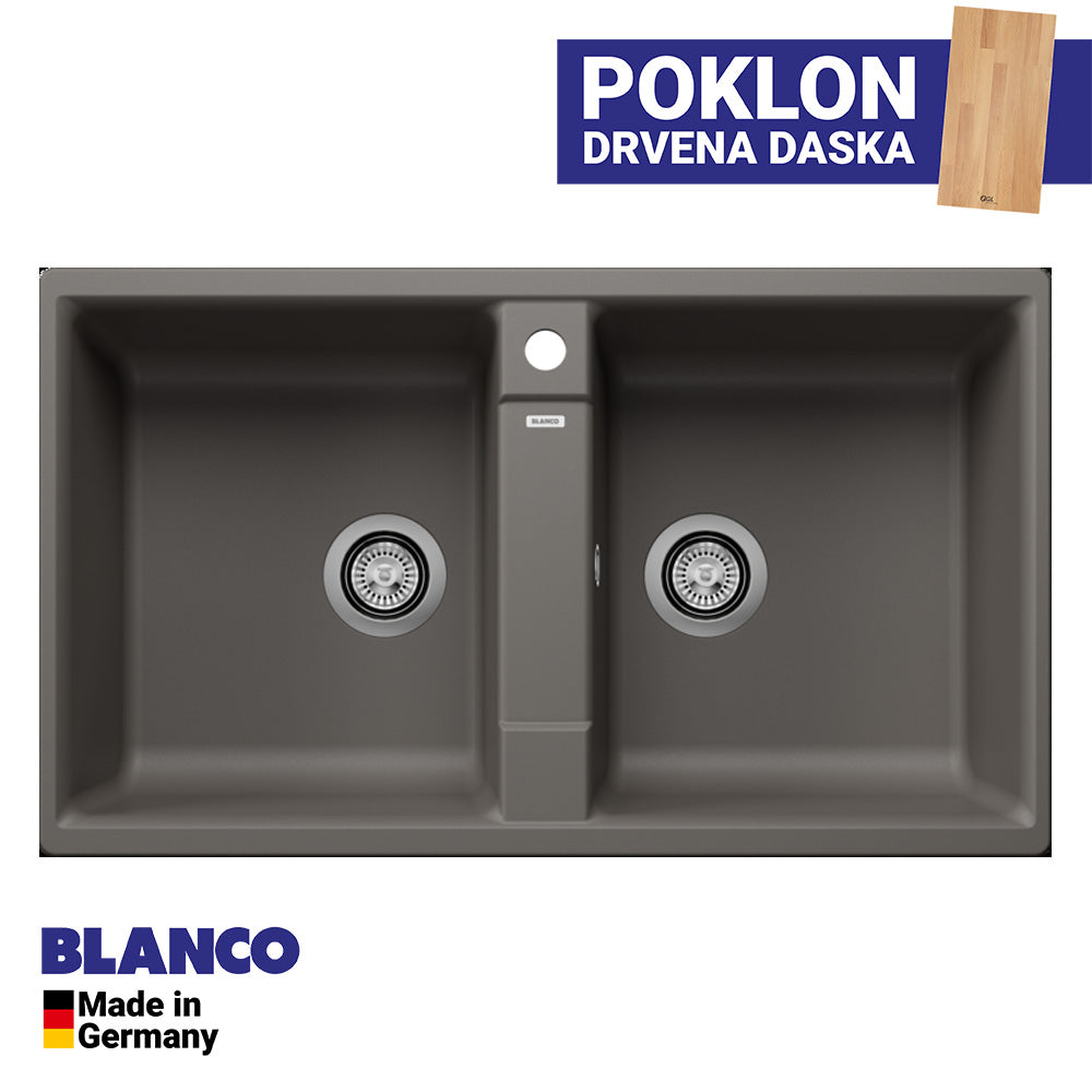 Granitna sudopera Blanco Silgranit ZIA 9 + drvena daska - 860x500x190