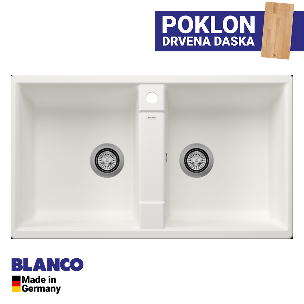 Granitna sudopera Blanco Silgranit ZIA 9 + drvena daska - 860x500x190