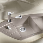 Granitna sudopera Blanco Silgranit ZIA 9 E + drvena daska - 930x510x180