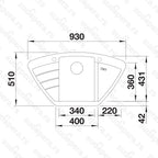 Granitna sudopera Blanco Silgranit ZIA 9 E + drvena daska - 930x510x180