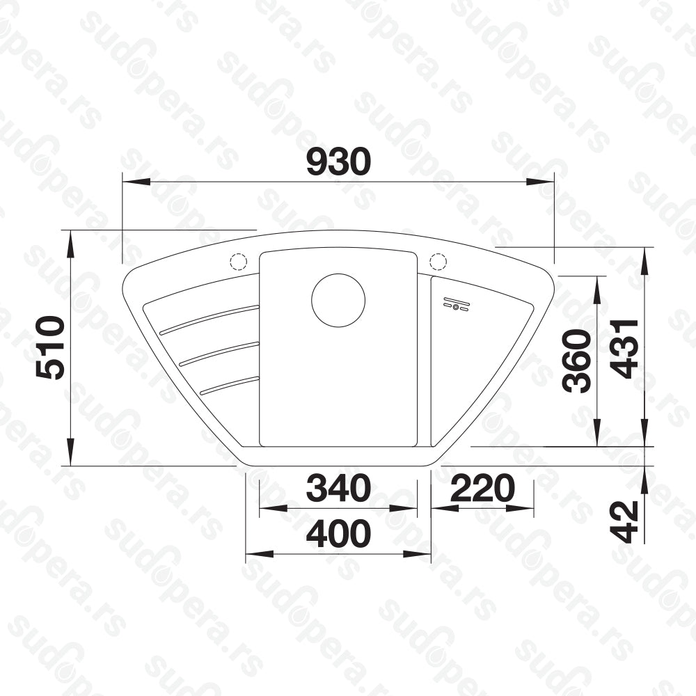 Granitna sudopera Blanco Silgranit ZIA 9 E + drvena daska - 930x510x180