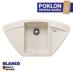 Granitna sudopera Blanco Silgranit ZIA 9 E + drvena daska - 930x510x180