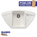 Granitna sudopera Blanco Silgranit ZIA 9 E + drvena daska - 930x510x180